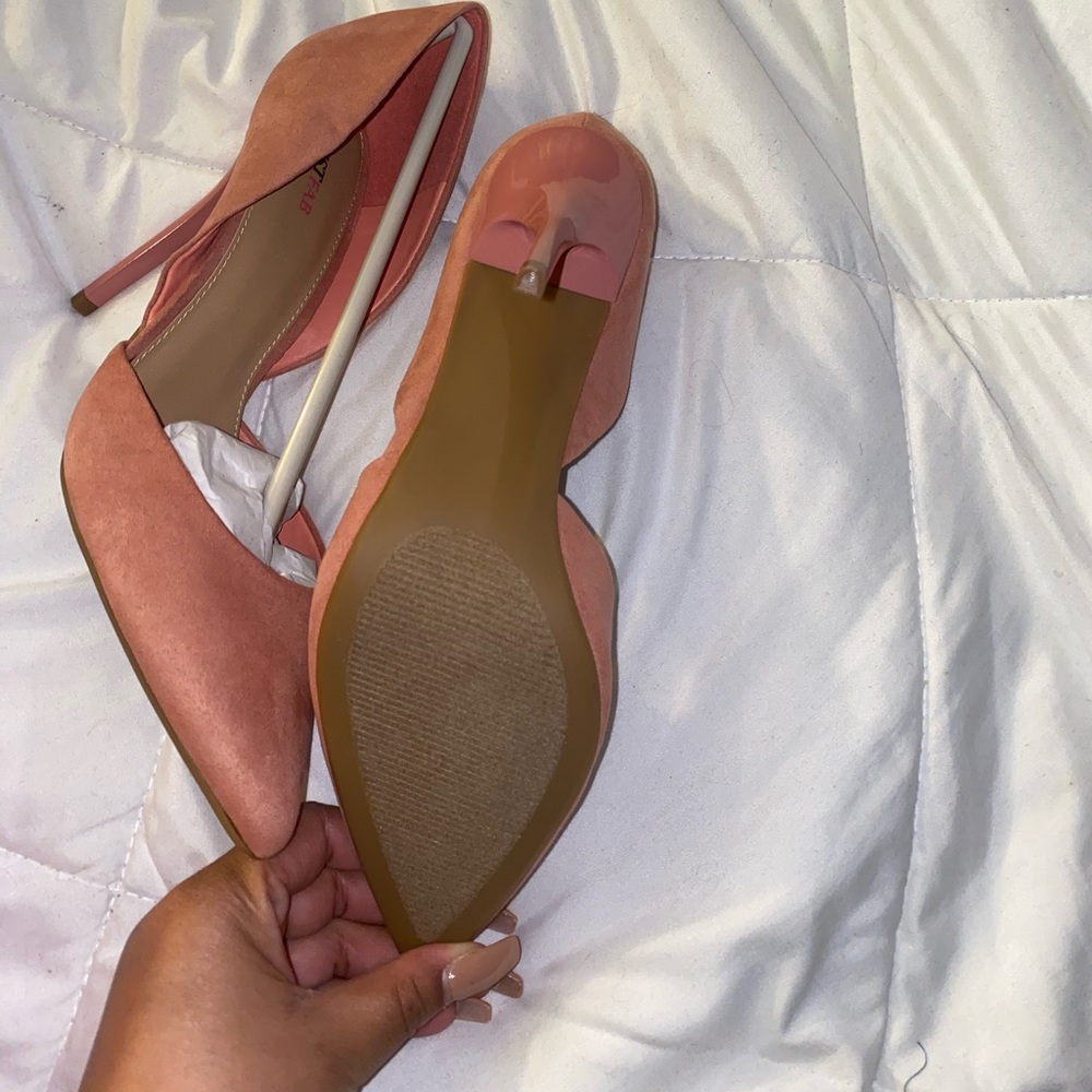 Peach Pink Suede Pumps